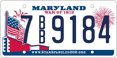 MD license plate 7BB9184
