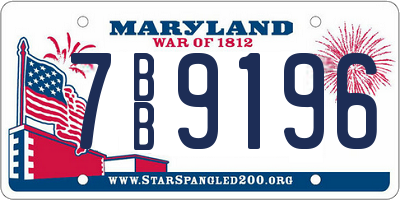MD license plate 7BB9196