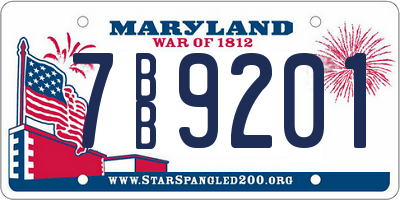 MD license plate 7BB9201