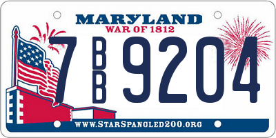 MD license plate 7BB9204