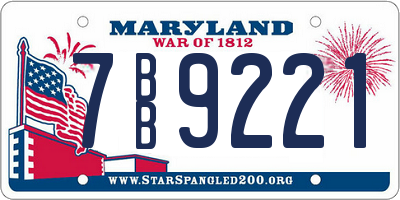 MD license plate 7BB9221