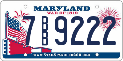 MD license plate 7BB9222