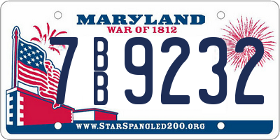 MD license plate 7BB9232