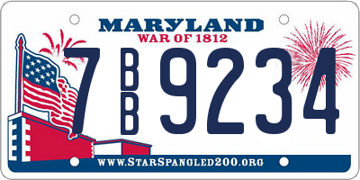MD license plate 7BB9234