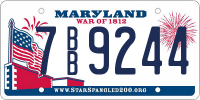 MD license plate 7BB9244