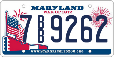 MD license plate 7BB9262