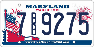 MD license plate 7BB9275