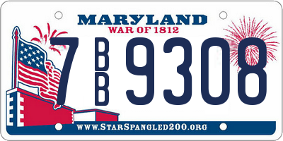 MD license plate 7BB9308