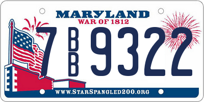 MD license plate 7BB9322
