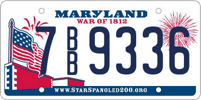 MD license plate 7BB9336