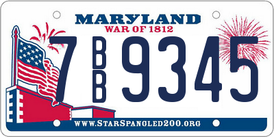 MD license plate 7BB9345