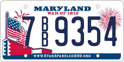 MD license plate 7BB9354