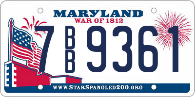 MD license plate 7BB9361