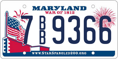 MD license plate 7BB9366