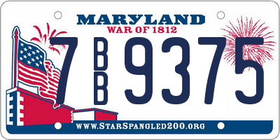 MD license plate 7BB9375