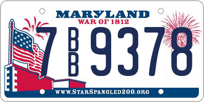 MD license plate 7BB9378