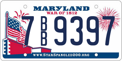 MD license plate 7BB9397