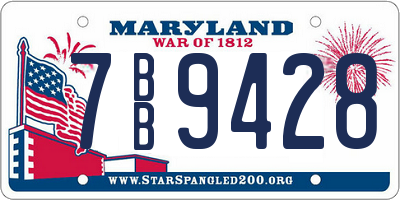 MD license plate 7BB9428