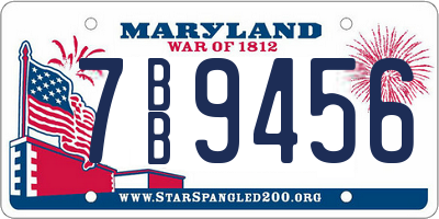 MD license plate 7BB9456