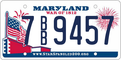 MD license plate 7BB9457