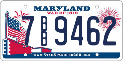 MD license plate 7BB9462