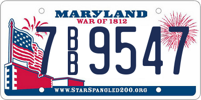 MD license plate 7BB9547