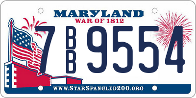 MD license plate 7BB9554