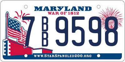 MD license plate 7BB9598