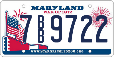 MD license plate 7BB9722