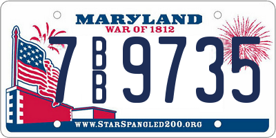 MD license plate 7BB9735