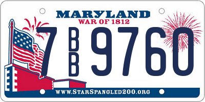 MD license plate 7BB9760