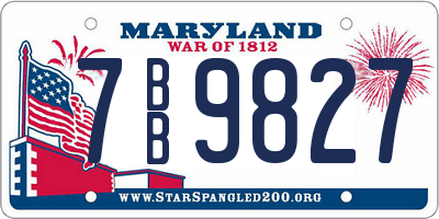 MD license plate 7BB9827