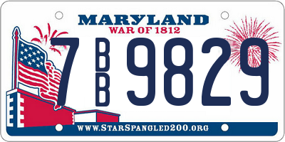 MD license plate 7BB9829