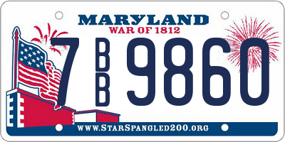 MD license plate 7BB9860