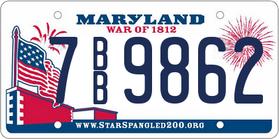 MD license plate 7BB9862