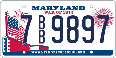 MD license plate 7BB9897