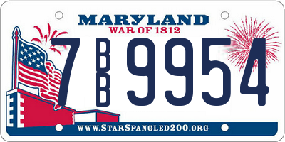 MD license plate 7BB9954