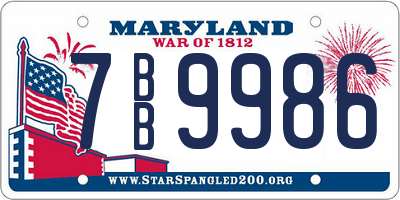 MD license plate 7BB9986