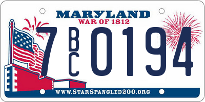 MD license plate 7BC0194