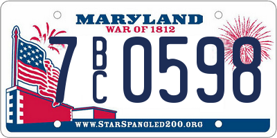 MD license plate 7BC0598