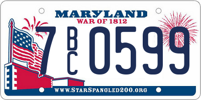 MD license plate 7BC0599