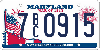MD license plate 7BC0915