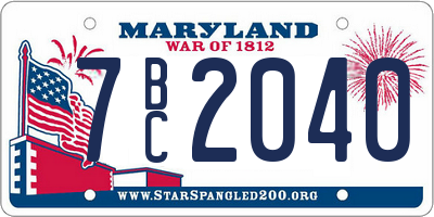 MD license plate 7BC2040
