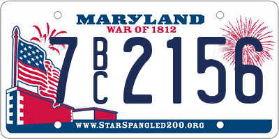 MD license plate 7BC2156