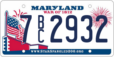 MD license plate 7BC2932