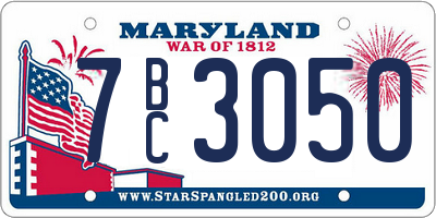 MD license plate 7BC3050
