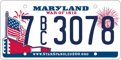 MD license plate 7BC3078