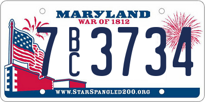 MD license plate 7BC3734