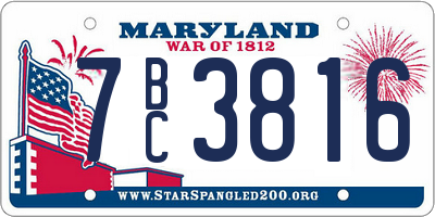 MD license plate 7BC3816