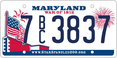 MD license plate 7BC3837